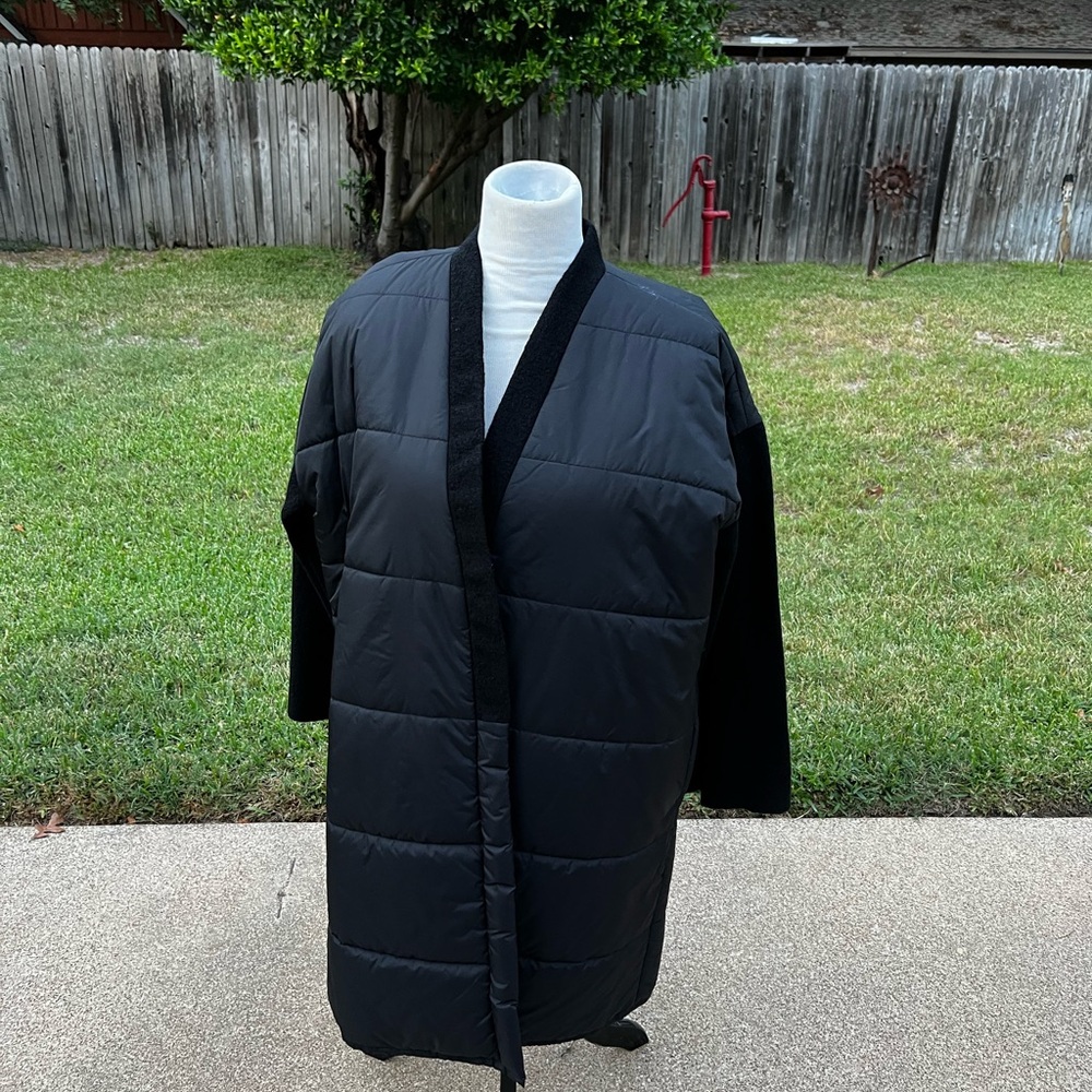 Brand New Eileen Fisher Charcoal Quilted Button up  Jacket Size L